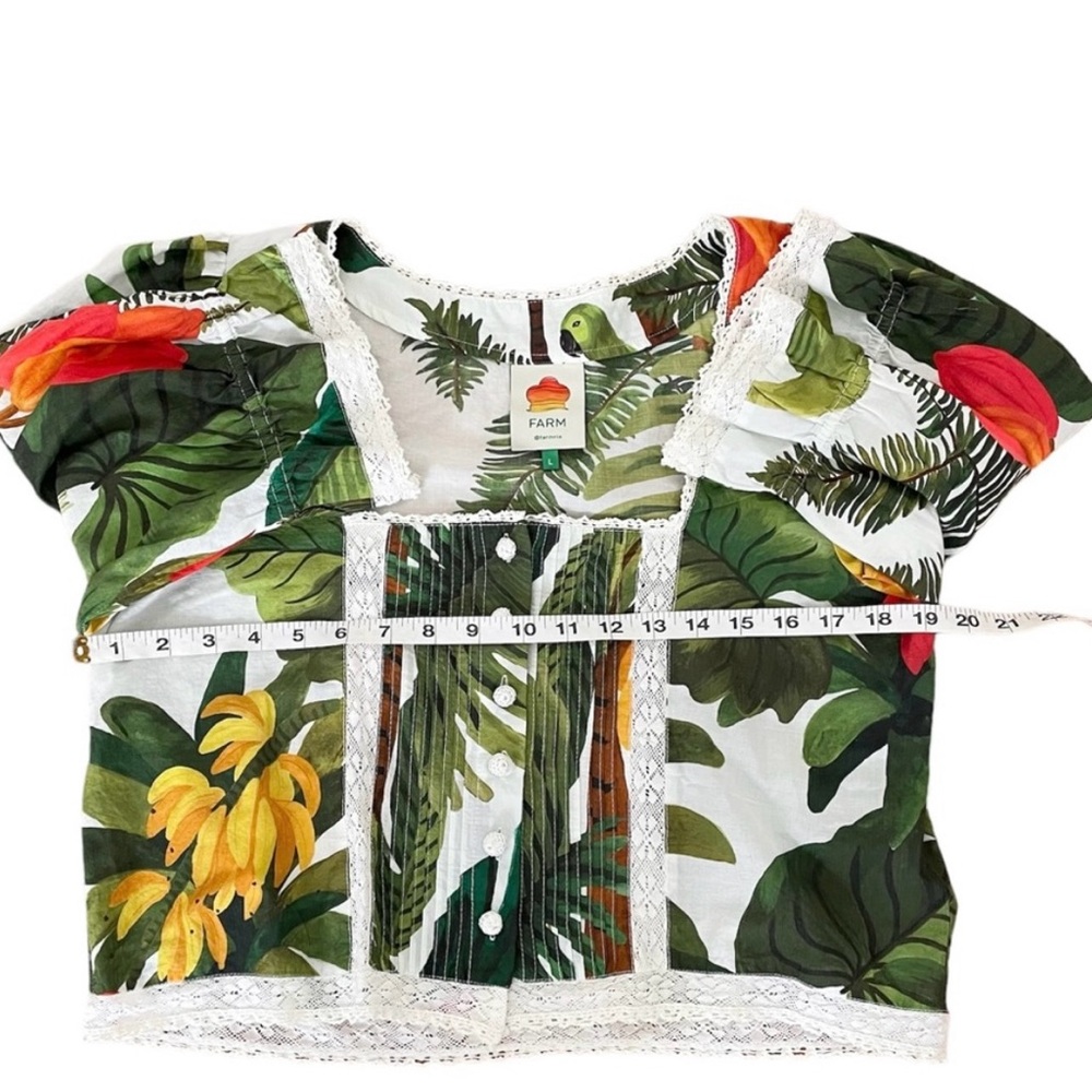 FARM RIO Cocoa Forest Puff-Sleeve Blouse - Excellent Used Condition, Large - Picture 10 of 16